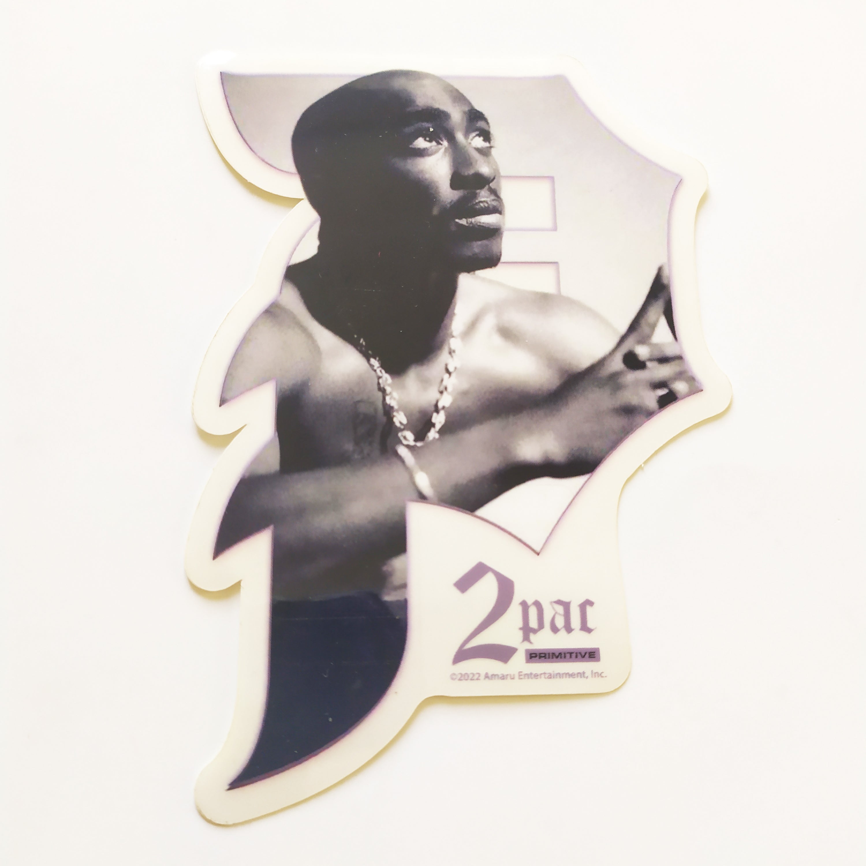 Primitive - Tupac Shakur 'Praise' Skateboard Sticker - 11.5cm high approx - SkateboardStickers.com