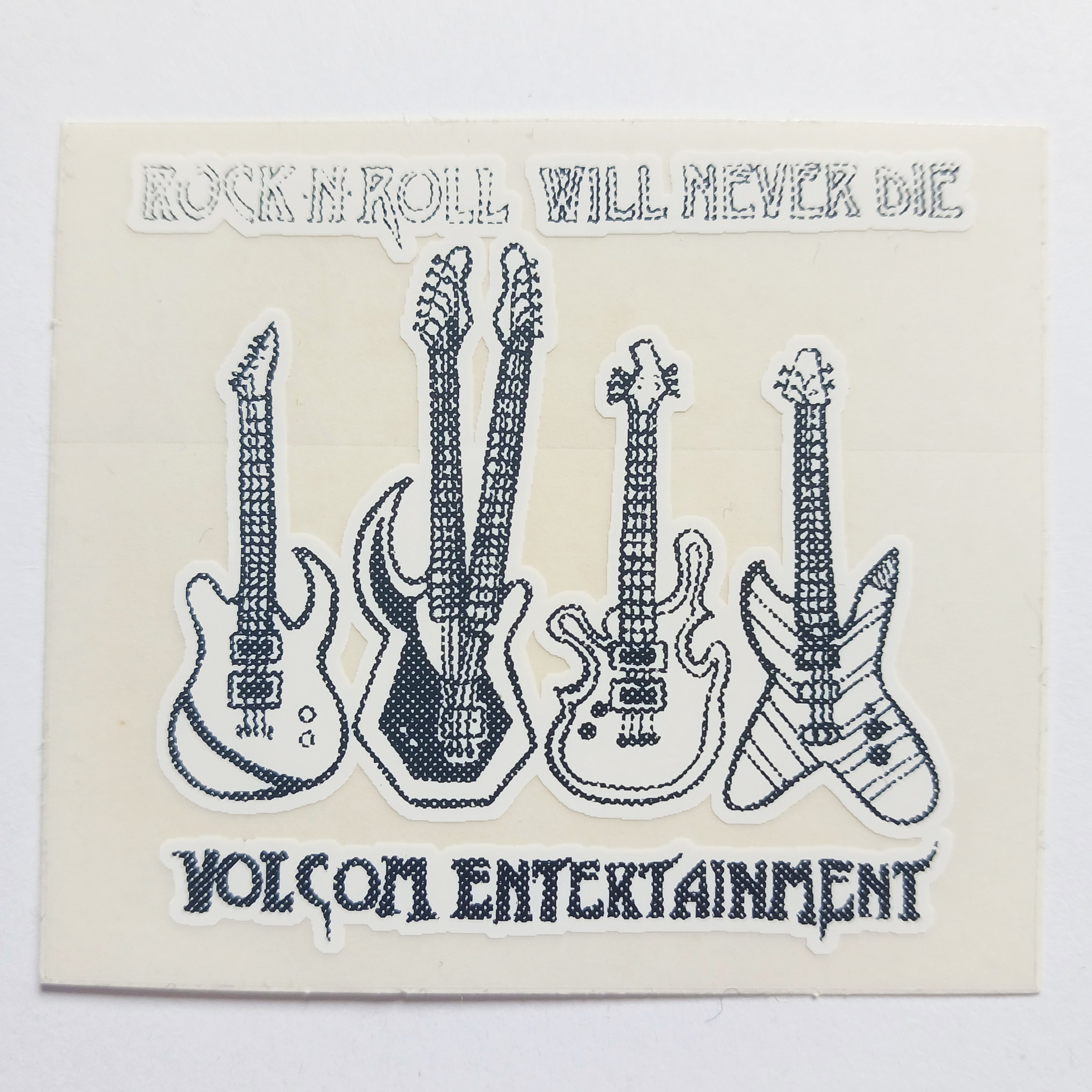 Volcom Stone Skateboard Sticker "Rock N Roll Will Never Die" - SkateboardStickers.com