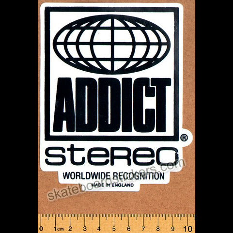 Addict Skateboard Sticker - Stereo Black - SkateboardStickers.com