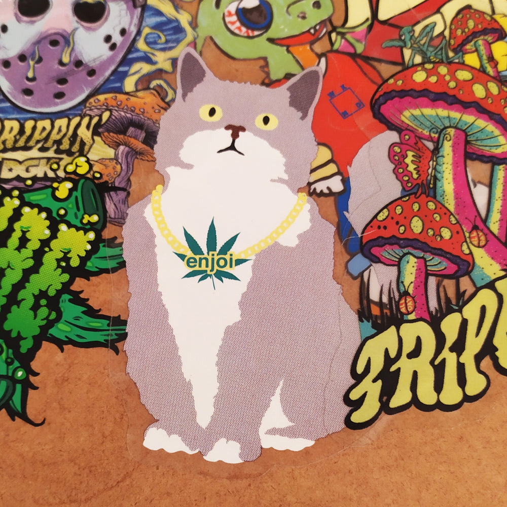 Enjoi Weed Cat Skateboard Sticker - SkateboardStickers.com