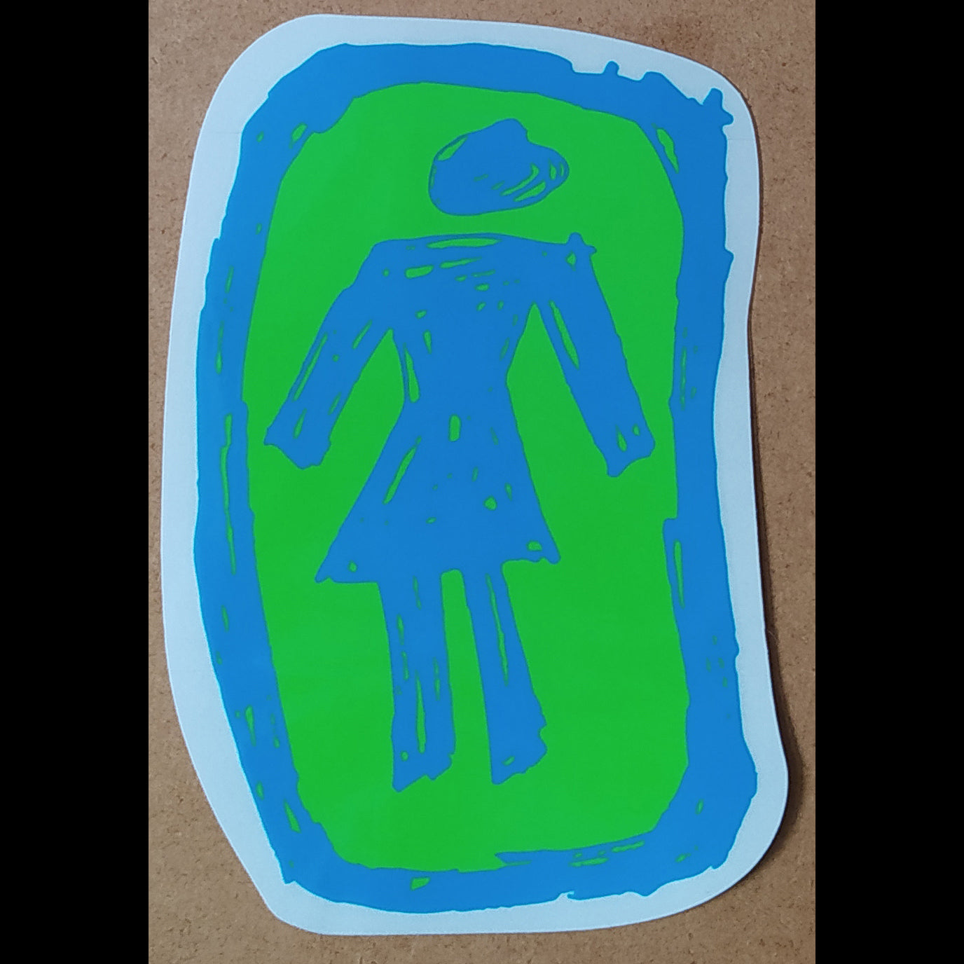 Girl Skateboard Sticker - Blue/Green - SkateboardStickers.com
