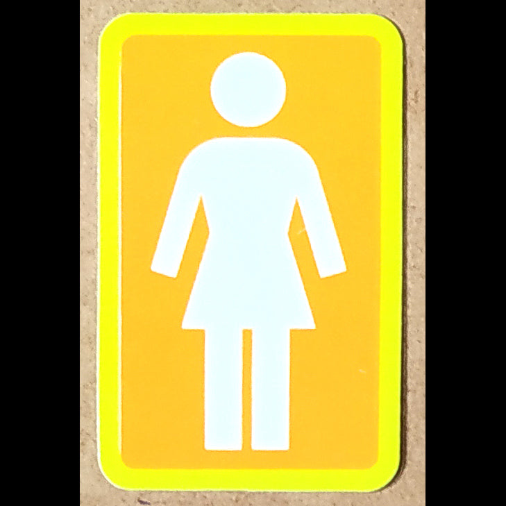 Girl Skateboard Sticker - Yellow/Orange/White Medium - SkateboardStickers.com