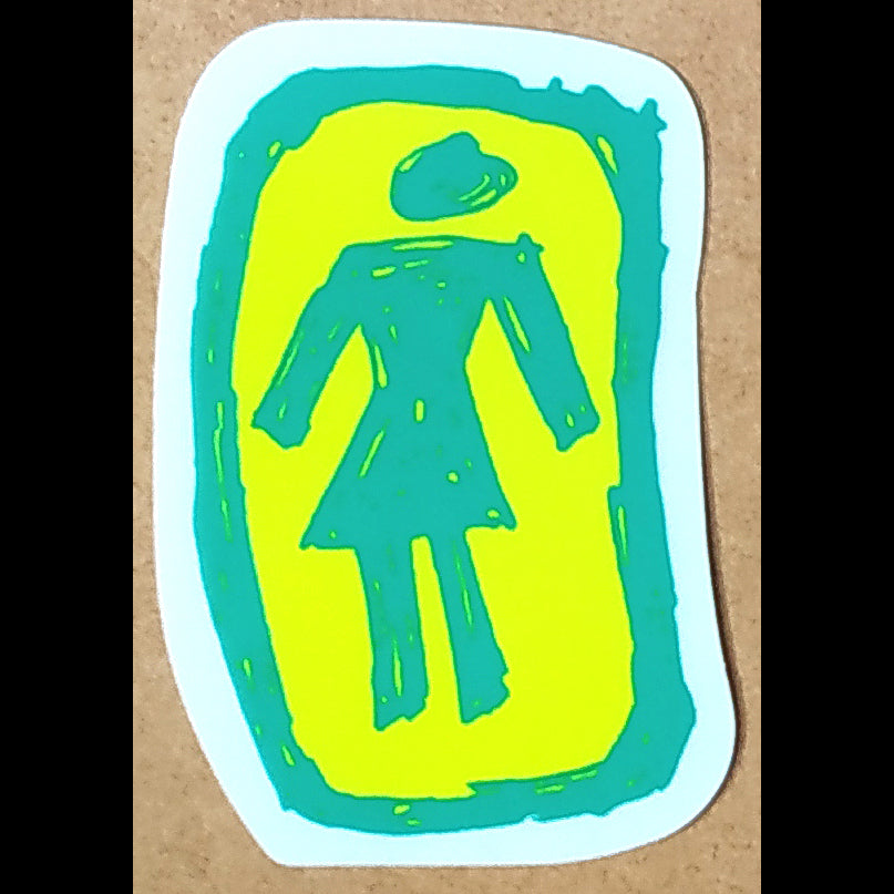 Girl Skateboard Sticker - Green/Yellow Medium - SkateboardStickers.com