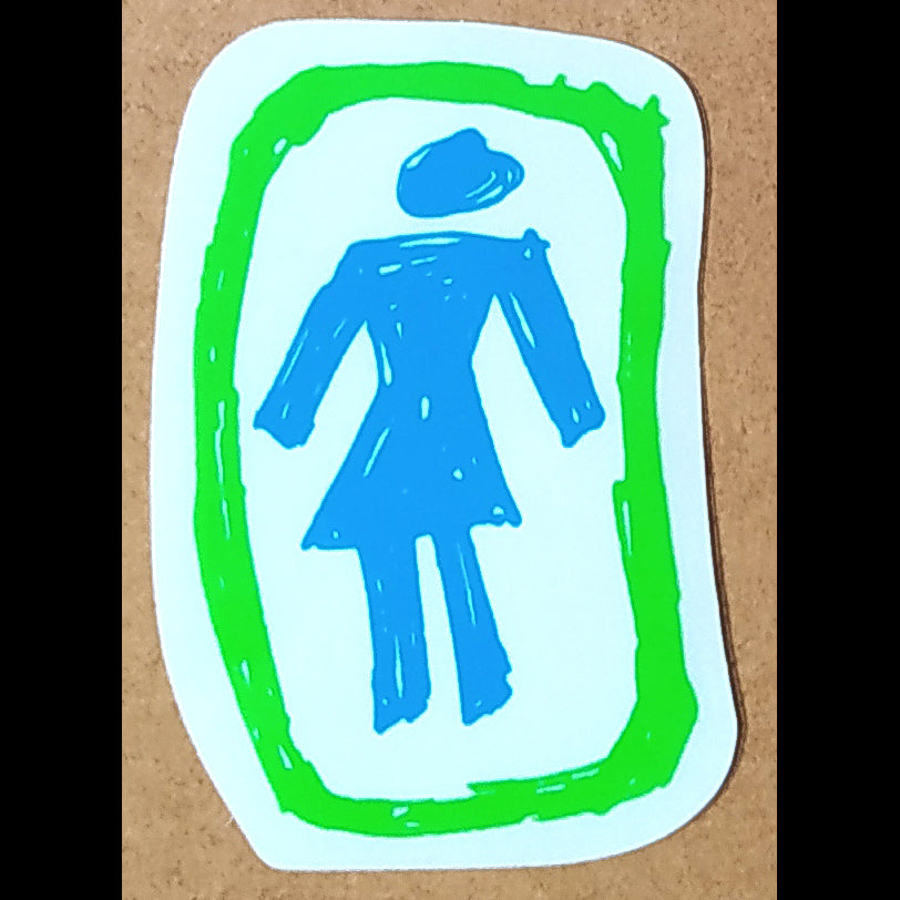 Girl Skateboard Sticker - Green/White/Blue Medium - SkateboardStickers.com