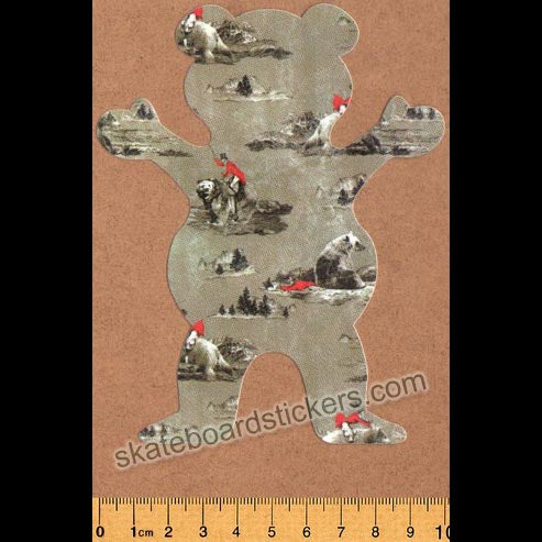 Grizzly Griptape Hunting Lodge Bear Skateboard Sticker - SkateboardStickers.com