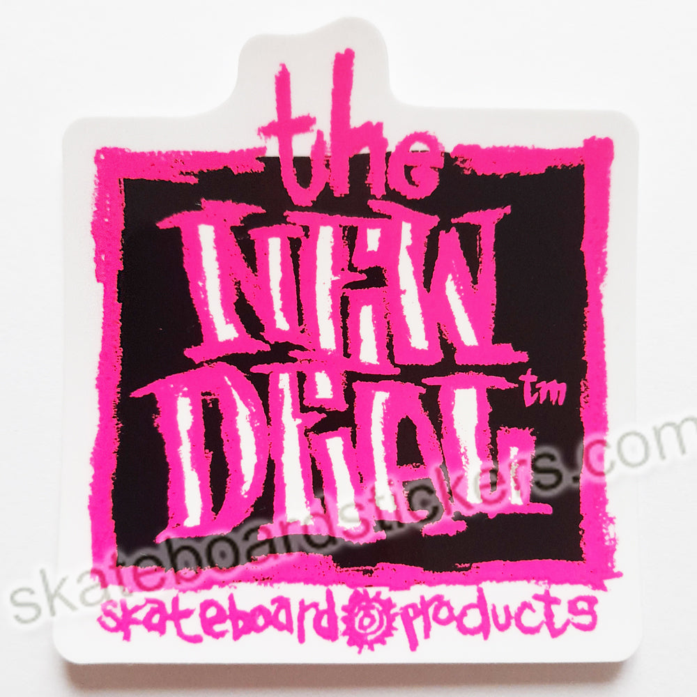 New Deal Official Reissue Skateboard Sticker - Original Napkin Logo Black/Pink - SkateboardStickers.com