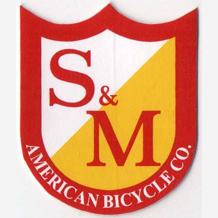 S&M Die Cut Red/Yellow Classic Shield BMX Sticker / Decal - small