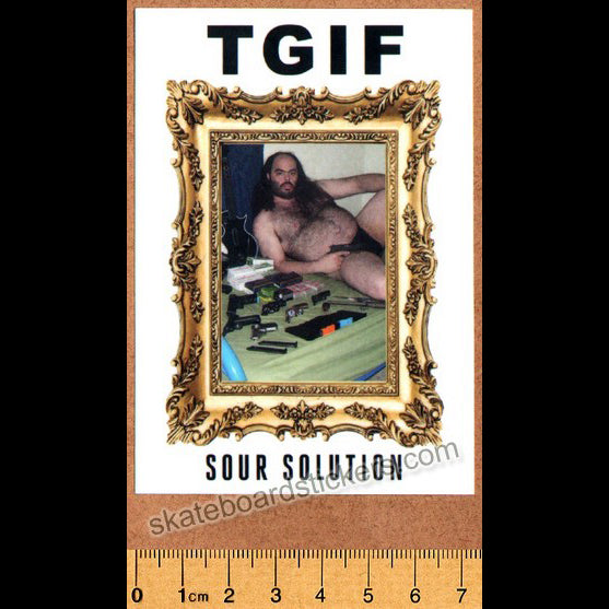 Sour Solution Skateboards Skateboard Sticker - TGIF - SkateboardStickers.com