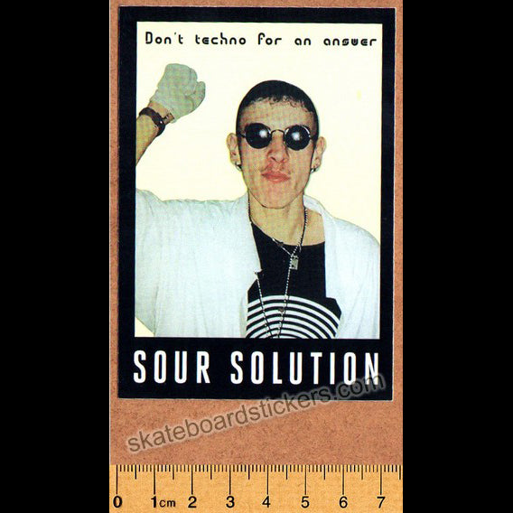 Sour Solution Skateboards Skateboard Sticker - Don't Techno For An Answer - SkateboardStickers.com