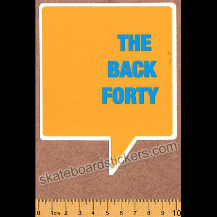 The Back Forty Skateboard Sticker - Yellow - SkateboardStickers.com