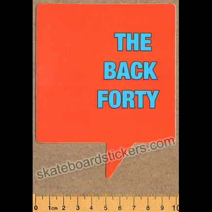 The Back Forty Skateboard Sticker - Orange - SkateboardStickers.com
