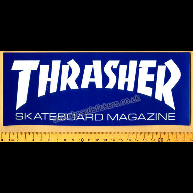 Thrasher Magazine Skateboard Sticker - large blue - SkateboardStickers.com